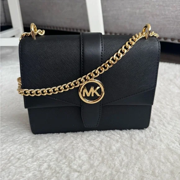 Michael Kors Black Crossbody Bag with Gold Chain - Picture 1 of 11